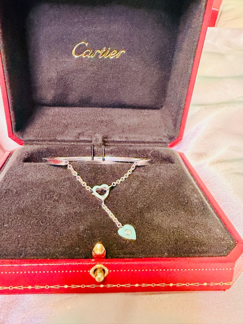 Cartier White Gold Heart Pendant Bracelet